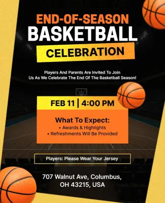 Basketball End-of-Season Celebration Flyer Template
