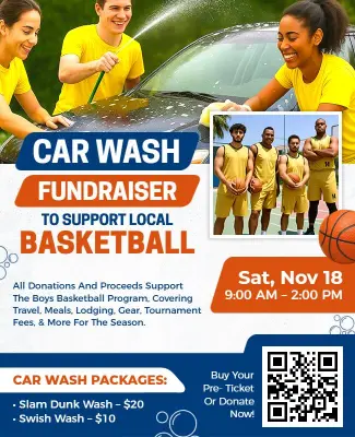 Basketball Fundraiser Car Wash Event Flyer Template