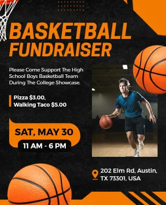Basketball Fundraiser Community Event Flyer Template