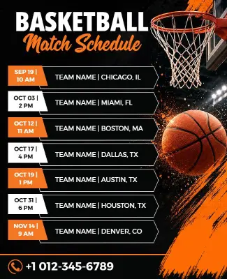 Basketball Match Schedule Poster Template