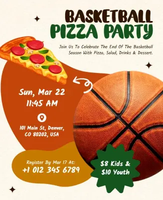 Basketball Pizza Party Event Flyer Template