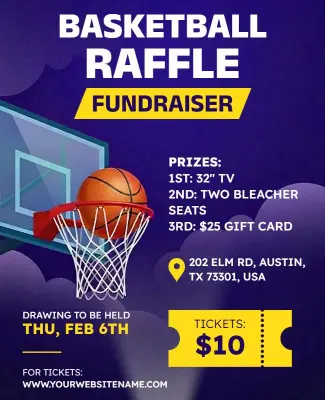 Basketball Raffle Fundraiser Event Flyer Template