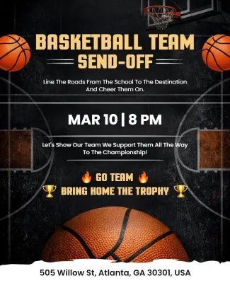 Basketball Team Send-Off Event Flyer Template