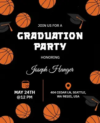 Basketball Themed Graduation Party Flyer Template