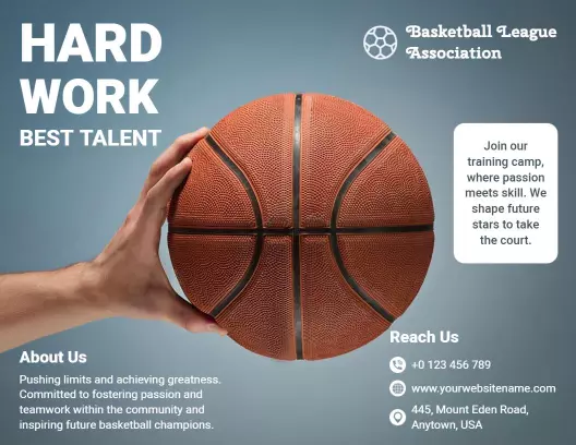Basketball Training Camp Passionate Players Recruitment Brochure Template