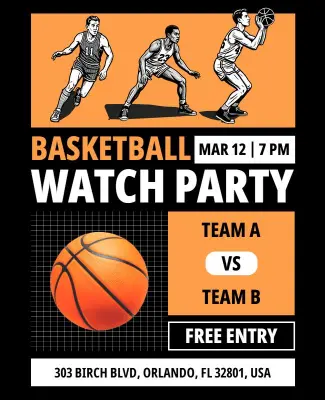 Basketball Watch Party Flyer Template