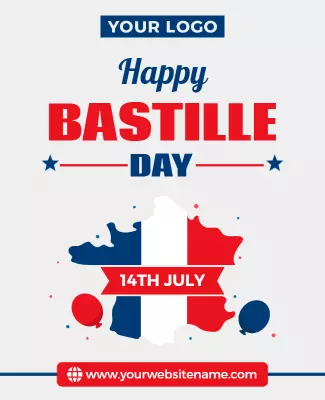 Patriotic Red White Blue Bastille Day Celebration Flyer Template