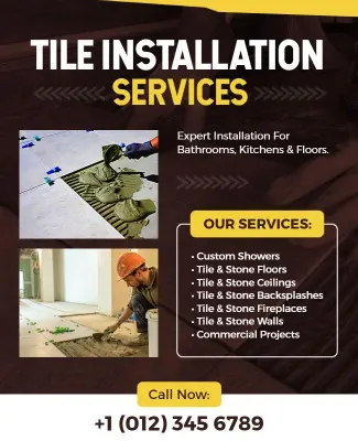 Bathroom and Kitchen Tile Installation Services Flyer Template