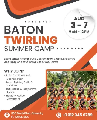 Baton Twirling Summer Camp Flyer Template