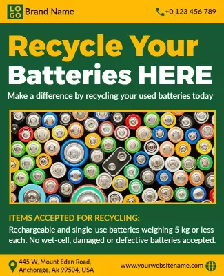 Battery Recycling Awareness Campaign Flyer Template