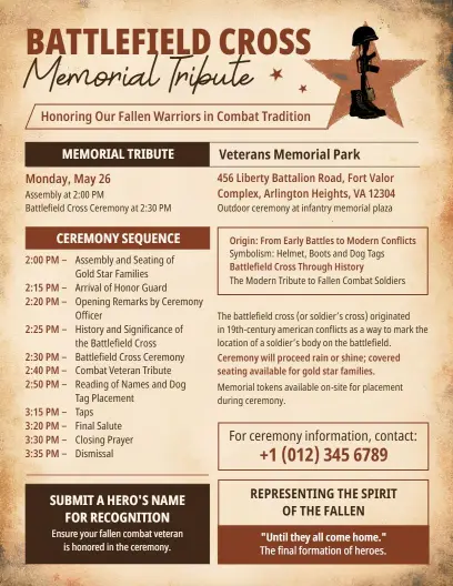 Battlefield Cross Memorial Tribute Flyer Template