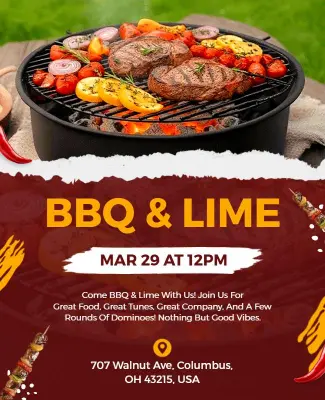 BBQ and Lime Outdoor Gathering Flyer Template
