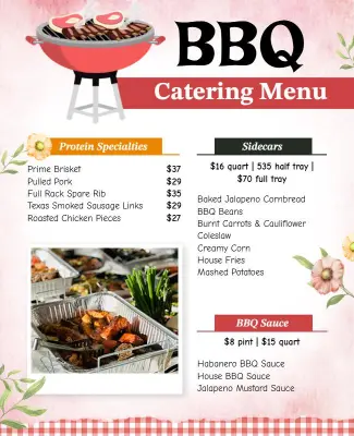 BBQ Catering Menu with Side Dishes Flyer Template