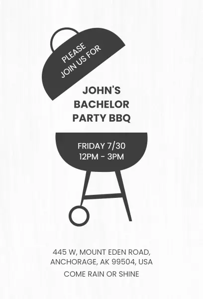 BBQ Celebration Exciting Bachelor Party Invitation Template