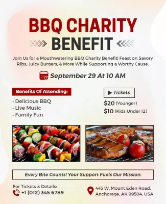 Bbq Charity Event with Live Music Flyer Template