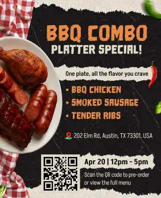 BBQ Chicken Smoked Sausage Tender Ribs Flyer Template
