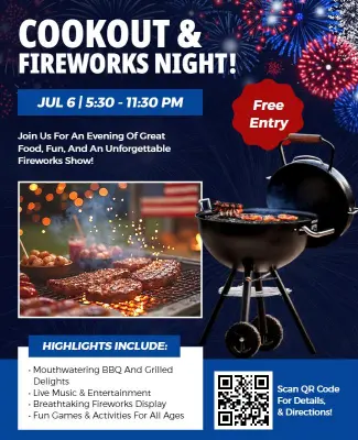 BBQ Cookout and Fireworks Night Flyer Template