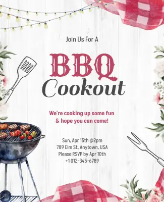BBQ Cookout Event Invitation Flyer Template