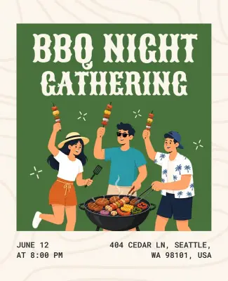 BBQ Night Gathering Event Poster Template