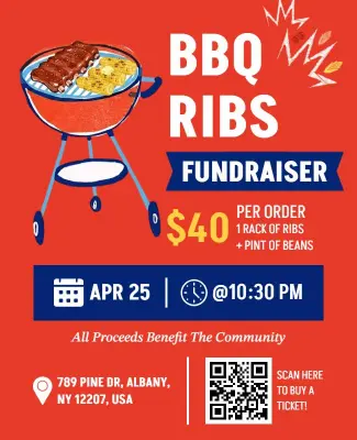 BBQ Ribs Fundraiser Benefit Community Flyer Template