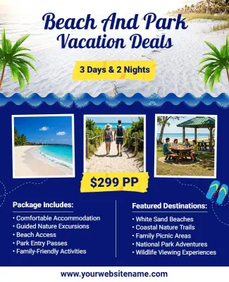 Beach and Park Vacation Deals Flyer Template