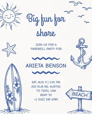 Beach Farewell Party Invitation Flyer Template