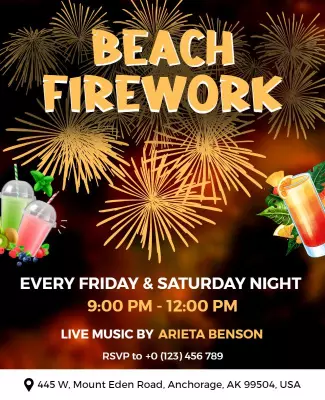 Beach Firework Event Flyer Template