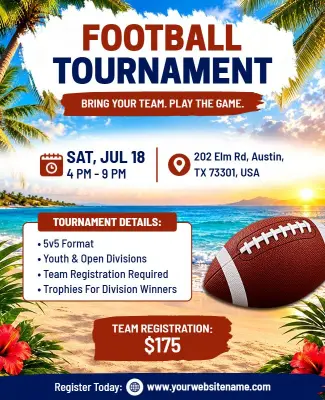 Beach Football Tournament Event Flyer Template
