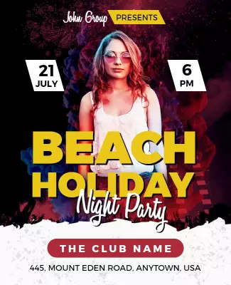 Beach Holiday Night Party Event Flyer Template