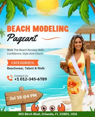Beach Modeling Pageant Event Flyer Template