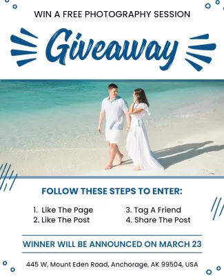 Beach Photography Session Giveaway Flyer Template