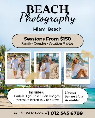 Beach Photography Sessions Advertising Flyer Template