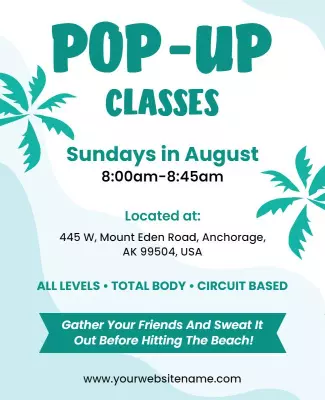 Beach Pop Up Fitness Classes Flyer Template