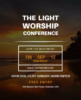 Beach Sunset Worship Conference Flyer Template