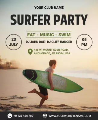 Beach Surfing Party Event Flyer Template