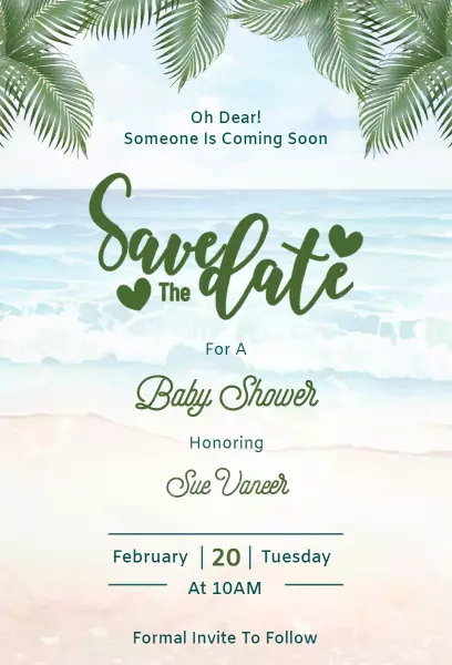 Beach-Themed Baby Shower Save The Date Invitation Template