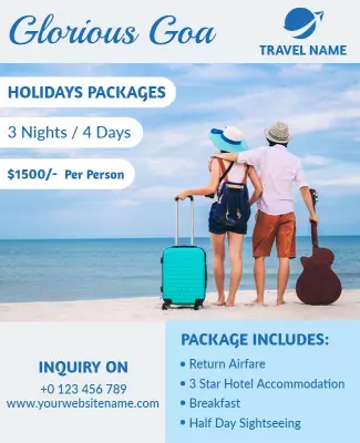 Promotional Beach Vacation Package Goa Flyer Template