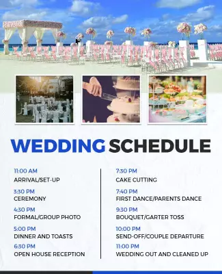 Beach Wedding Ceremony Schedule Flyer Template