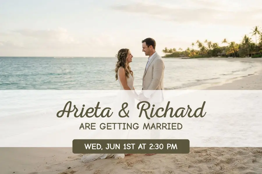 Beachfront Wedding Postcard Template