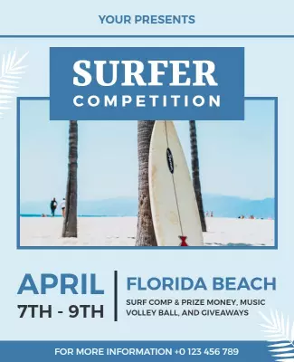 Beachside Surfer Competition Event Flyer Template