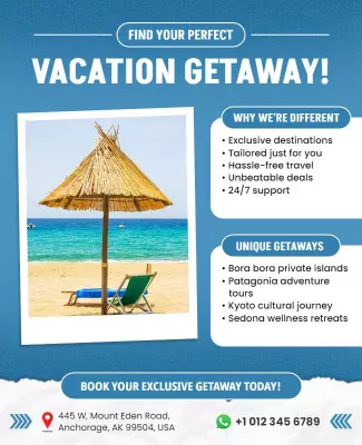 Beachside Vacation Getaway Promotion Flyer Template