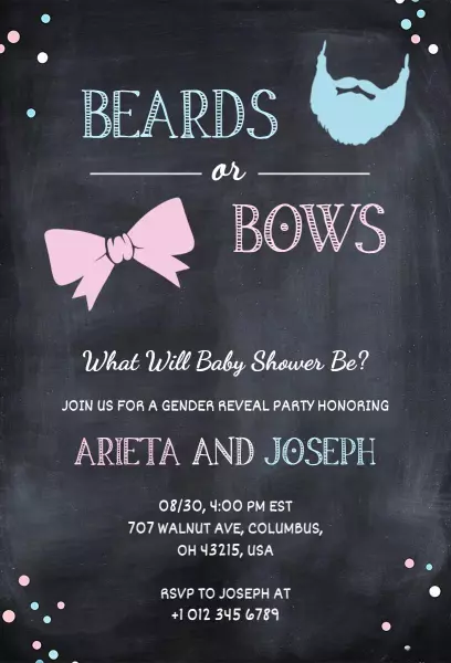 Beards or Bows Gender Reveal Celebration Invitation Template