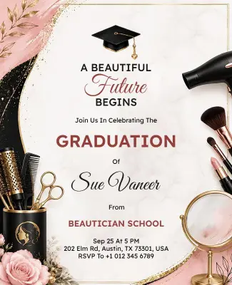 Beautician School Graduation Celebration Flyer Template
