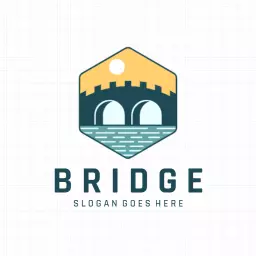Beautiful Bridge Design Featuring Soft Yellow Sky Logo Template
