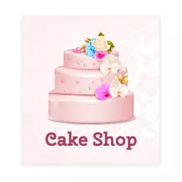 Beautiful Pink Floral Cake Design for Your Cake Shop Logo Template