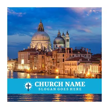 Beautiful Sunset over Venice Cathedral Church Business Card Template