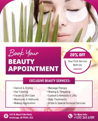 Beauty Appointment Booking Promotion Flyer Template