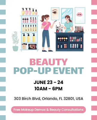 Beauty Pop-up Event Promotional Flyer Template