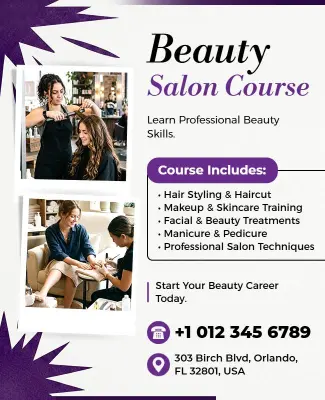 Beauty Salon Course Training Poster Template