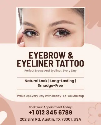 Beauty Salon Eyebrow and Eyeliner Tattoo Flyer Template